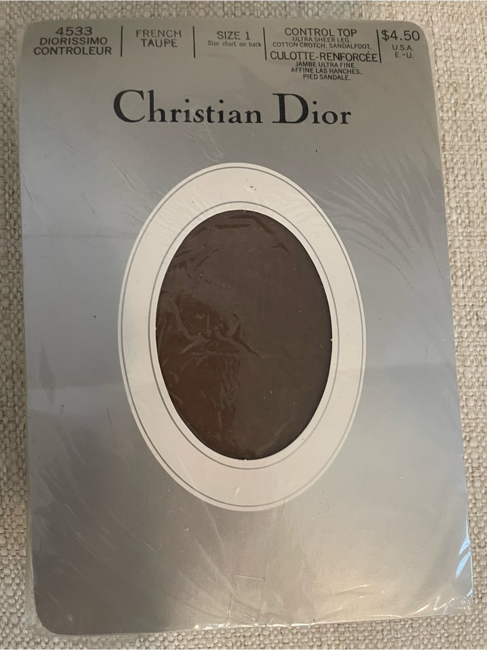 Dior Sheer Control Top Tights — Neutral Taupe Tone